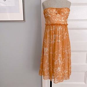 JCrew peach silk chiffon strapless dress